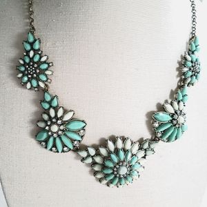 J Crew Turquiose Flower CZ Necklace